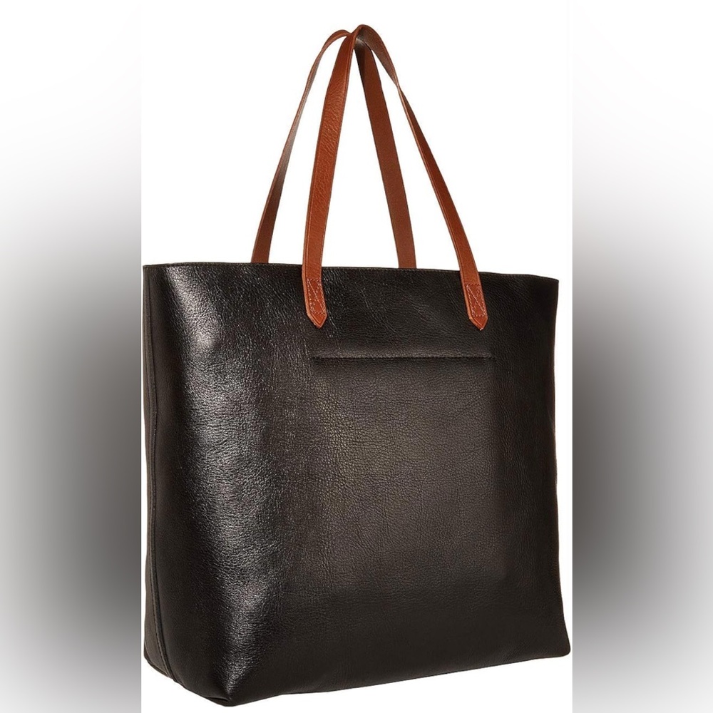 Madewell Transport Tote Black with Brown Strap